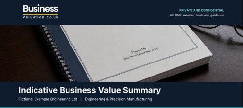 Indicative Business Value Summary cover preview for a fictional business